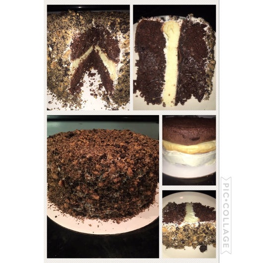 Chocolate Eclair crunch cheesecake Cake