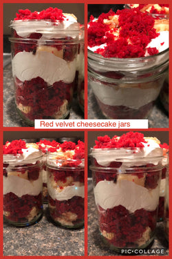 Red velvet cheesecake jar