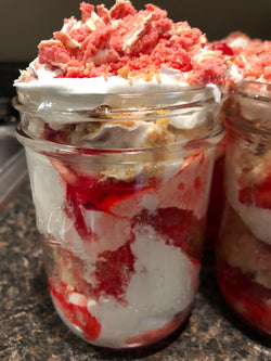 Strawberry swirl cake jars